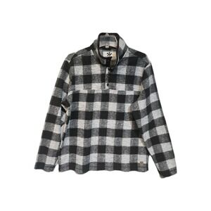 John Wayne Medium Black/Gray Plaid Sweater Sweatshirt Pullover 1/4 Quarter Zip
